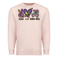 Pale Pink peace love mardi gras Premium Sweatshirt - CowGirlArtShop