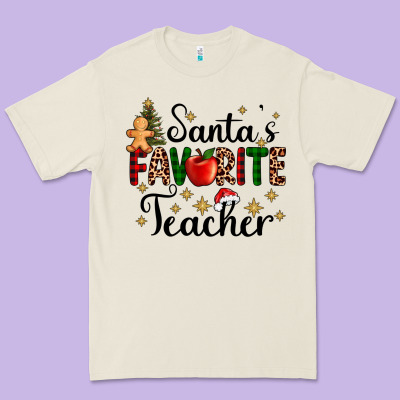 Santa's Favorite Teacher Premium Tee Designed By Adodesignshop