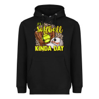 Black It's a Softball kinda day leopard Heavyweight Hoodie - HowdyJamesFarm