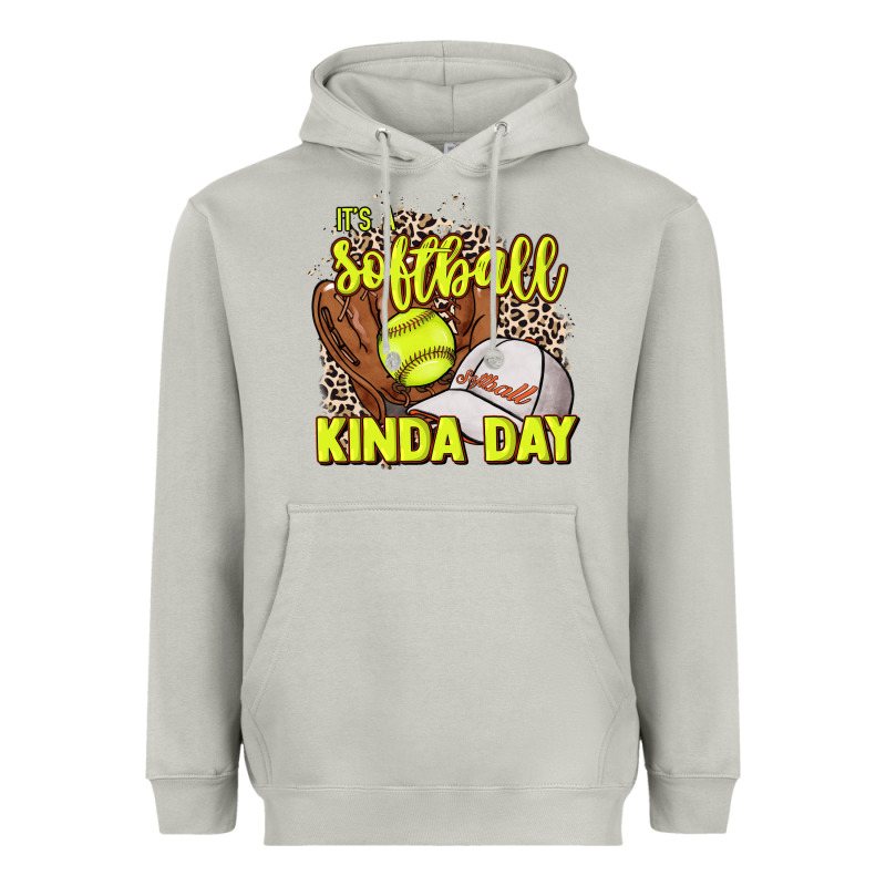 It's A Softball Kinda Day Leopard Heavyweight Hoodie by HowdyJamesFarm | Teevron