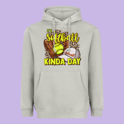 It's A Softball Kinda Day Leopard Heavyweight Hoodie Designed By Howdyjamesfarm