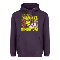 Plum It's a Softball kinda day leopard Heavyweight Hoodie - HowdyJamesFarm