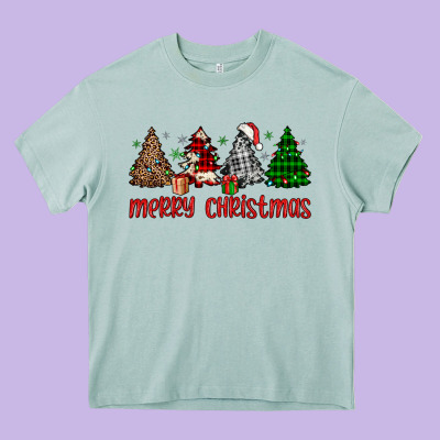 Merry Christmas Tree Heavy Core Tee Designed By Jahusdesignshop
