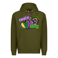 Army Green mardi gras heart Premium Hoodie - CowGirlArtShop