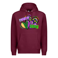 Burgundy mardi gras heart Premium Hoodie - CowGirlArtShop