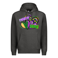 Charcoal Heather mardi gras heart Premium Hoodie - CowGirlArtShop