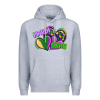 Heather Grey mardi gras heart Premium Hoodie - CowGirlArtShop