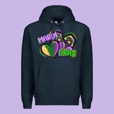 Mardi Gras Heart Premium Hoodie Designed By Cowgirlartshop