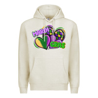 Oatmeal Heather mardi gras heart Premium Hoodie - CowGirlArtShop