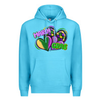 Ocean Blue mardi gras heart Premium Hoodie - CowGirlArtShop