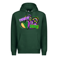 Sports Green mardi gras heart Premium Hoodie - CowGirlArtShop