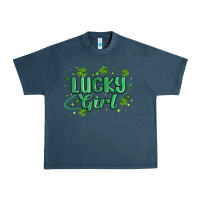 Midnight Navy lucky girl Urban Heavy Tee - MaliasSmallBusiness