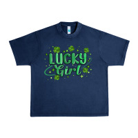 Navy lucky girl Urban Heavy Tee - MaliasSmallBusiness