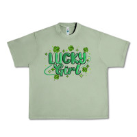Oil Green lucky girl Urban Heavy Tee - MaliasSmallBusiness