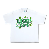 White lucky girl Urban Heavy Tee - MaliasSmallBusiness