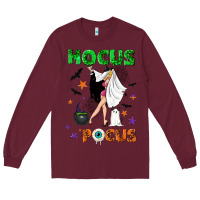 Burgundy hocus pocus with witch Long Sleeve Tee - NancyCooperArtShop