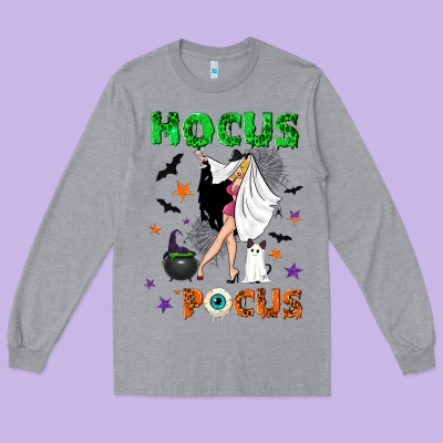 Hocus Pocus With Witch Long Sleeve Tee Designed By Nancycooperartshop