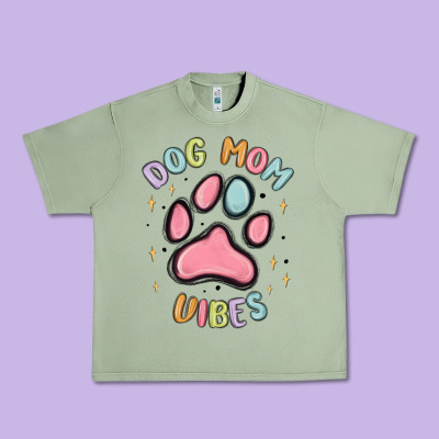 Dog Mom Vibes Urban Heavy Tee Designed By Maliassmallbusiness