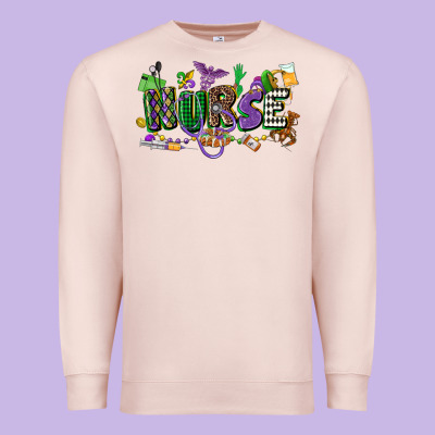 Nurse Mardi Gras Premium Sweatshirt Designed By Cowgirlartshop