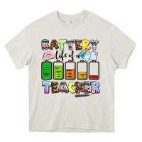 Cream battery life of a teacher Heavy Core Tee - AdoDesignShop