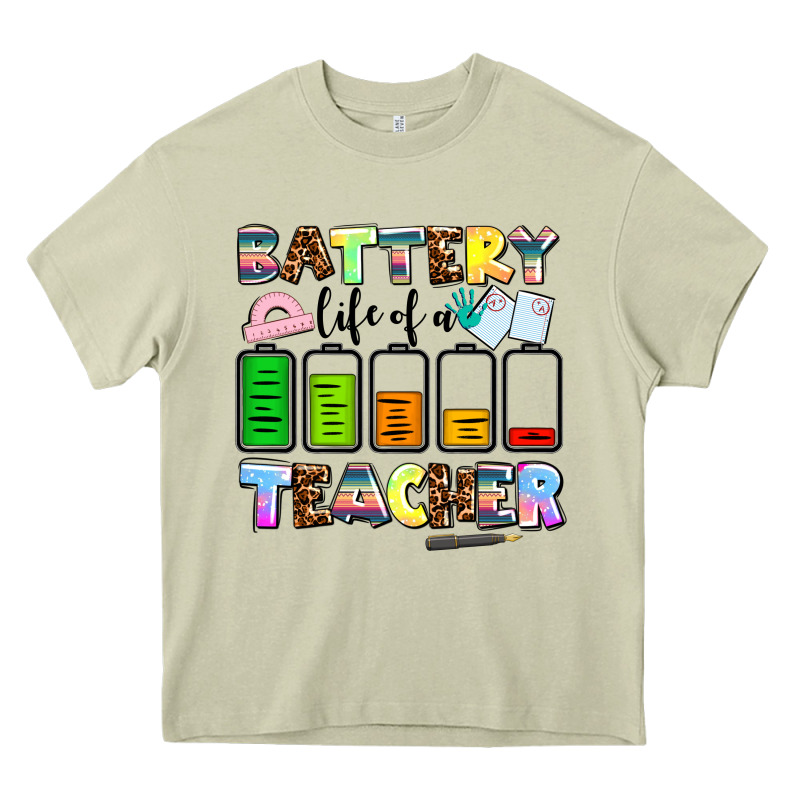 Battery Life Of A Teacher Heavy Core Tee by AdoDesignShop | Teevron