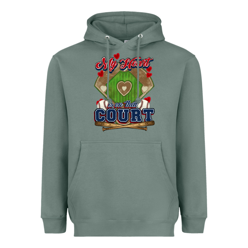 My Heart Is On That Court Baseball Heavyweight Hoodie by HowdyJamesFarm | Teevron