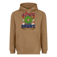 Toasted Coconut My heart is on that court Baseball Heavyweight Hoodie - HowdyJamesFarm
