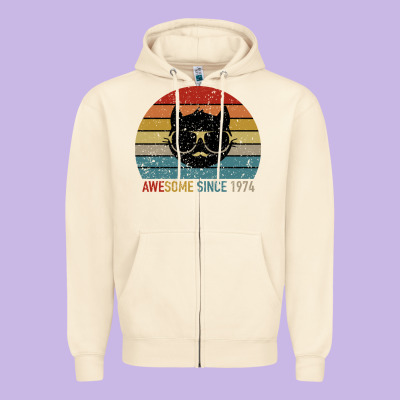 Awesome Since 1974 Zipper Hoodie Designed By Bettercallsaul