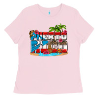 Bubblegum Pink puerto rico and flowers with frog Ladies Tee - AdoDesignShop