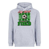 Heather Grey My heart is on that court Soccer Heavyweight Hoodie - HowdyJamesFarm