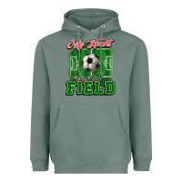 Sage My heart is on that court Soccer Heavyweight Hoodie - HowdyJamesFarm