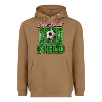 Toasted Coconut My heart is on that court Soccer Heavyweight Hoodie - HowdyJamesFarm