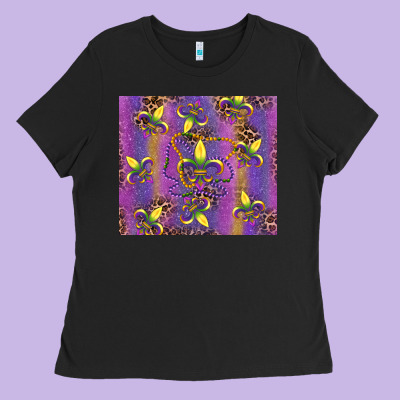 Mardi Gras Fleur De Lis Ladies Tee Designed By Ranaportraitstore