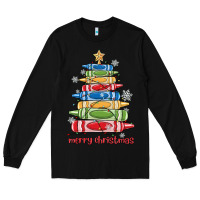 Black crayons tree christmas Long Sleeve Tee - MaliasSmallBusiness