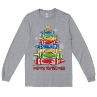 Heather Grey crayons tree christmas Long Sleeve Tee - MaliasSmallBusiness