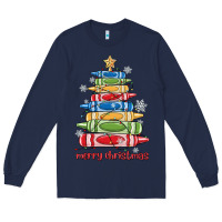 Navy crayons tree christmas Long Sleeve Tee - MaliasSmallBusiness