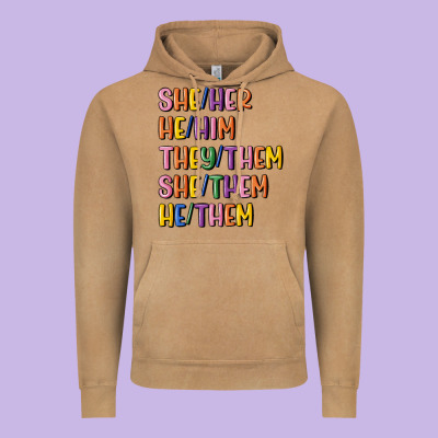 Lgbtq Pronouns Vintage Hoodie Designed By Maliassmallbusiness