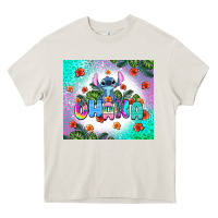 Cream ohana stitch Heavy Core Tee - AdoDesignShop