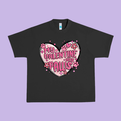 My Valentine Has Paws Urban Heavy Tee Designed By Maliassmallbusiness