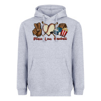 Heather Grey Peace love Baseball Heavyweight Hoodie - HowdyJamesFarm
