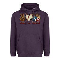 Plum Peace love Baseball Heavyweight Hoodie - HowdyJamesFarm