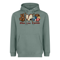 Sage Peace love Baseball Heavyweight Hoodie - HowdyJamesFarm