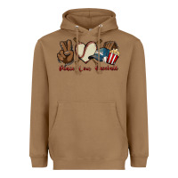 Toasted Coconut Peace love Baseball Heavyweight Hoodie - HowdyJamesFarm