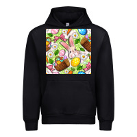 Black Easter Hamper With Bunny Seamless Pattern Urban Hoodie - BundleAndBundleShop