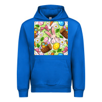 Cobalt Easter Hamper With Bunny Seamless Pattern Urban Hoodie - BundleAndBundleShop