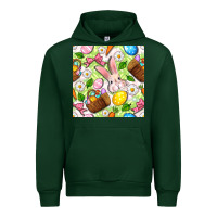 Foreset Green Easter Hamper With Bunny Seamless Pattern Urban Hoodie - BundleAndBundleShop
