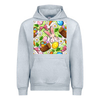 Heather Grey Easter Hamper With Bunny Seamless Pattern Urban Hoodie - BundleAndBundleShop
