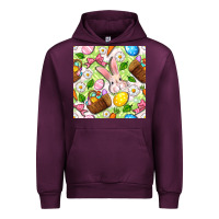 Mauve Wine Easter Hamper With Bunny Seamless Pattern Urban Hoodie - BundleAndBundleShop