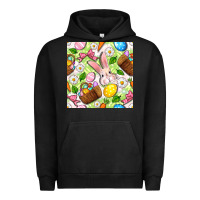 Pigment Black Easter Hamper With Bunny Seamless Pattern Urban Hoodie - BundleAndBundleShop