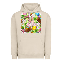 Pigment French Oak Easter Hamper With Bunny Seamless Pattern Urban Hoodie - BundleAndBundleShop